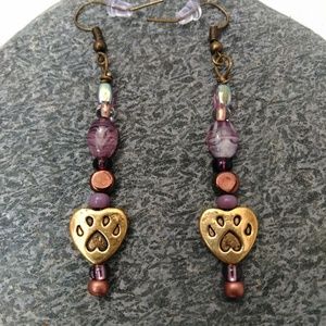 Handmade gold pawprint earrings